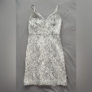 Formal White + Black Lace Dress